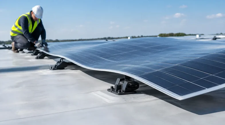 Flexible Solar Panel Roof Mounting for Membranes