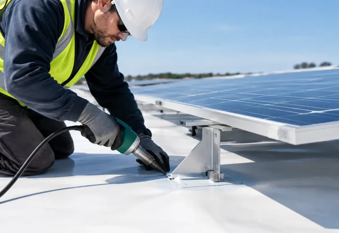 Hot Air Welded Solar Mounting for Membrane Roofs