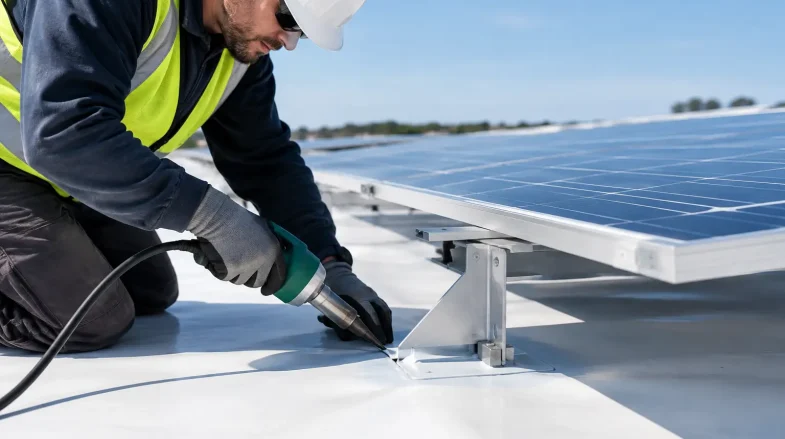 Hot Air Welded Solar Mounting for Membrane Roofs