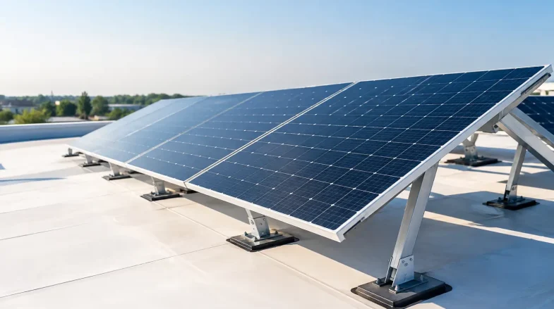 South Tilt Solar Mounting for Membrane Roofs